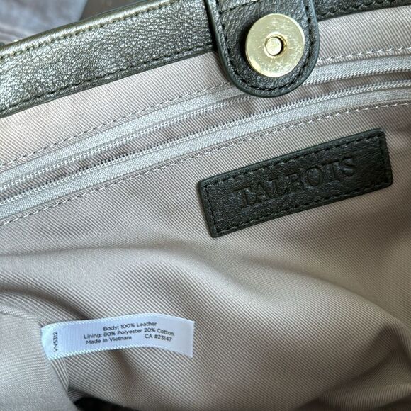 TALBOTS Soft Pebbled Leather Satchel Crossbody Shoulder Bag Olive Green Purse - Picture 6 of 16